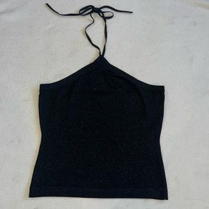 Express Festive Black Strap Halter Tube Top sz Large